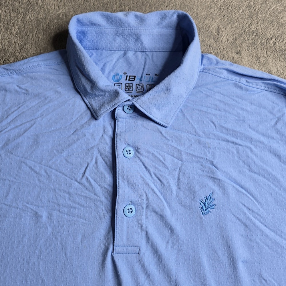 IBKUL Long Sleeve Polo Shirt Mens XL Blue UPF 50+ Quick Dry Breathable Golf